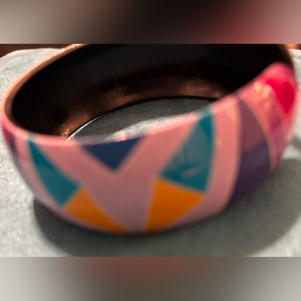 Colorful Geometric Cuff Bangle Set - Picture 10 of 14